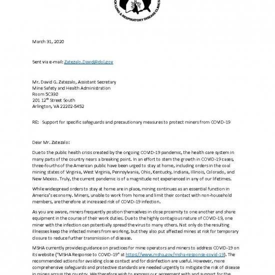 Letter to MSHA